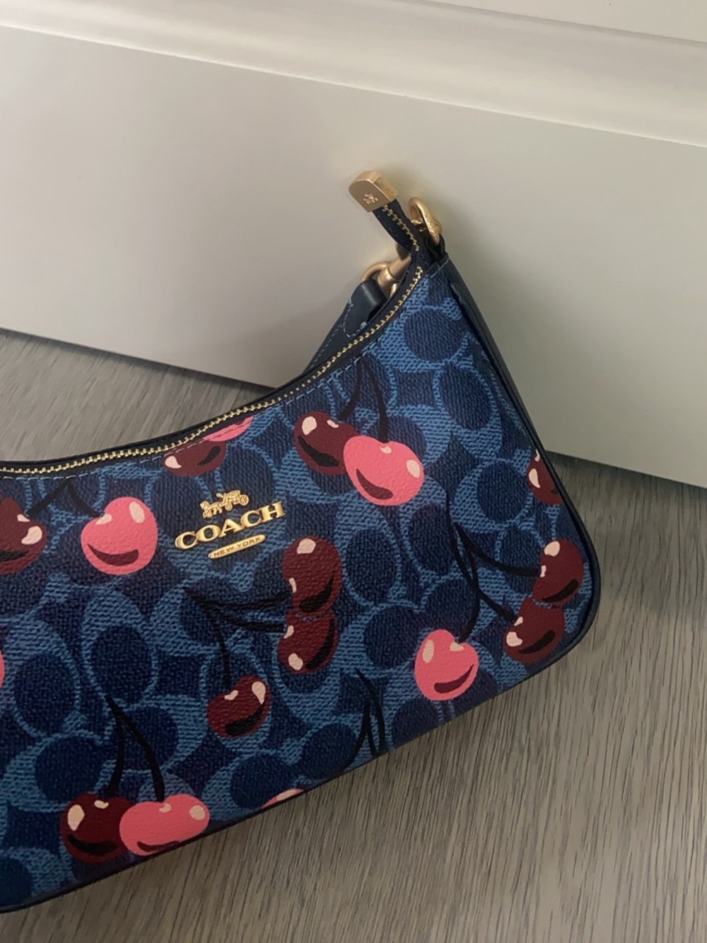 Coach Navy Signature Mini Shoulder Bag with Pink Accents - Picture 4 of 9